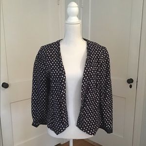 LOFT Blue Polka Dot Cropped Jacket